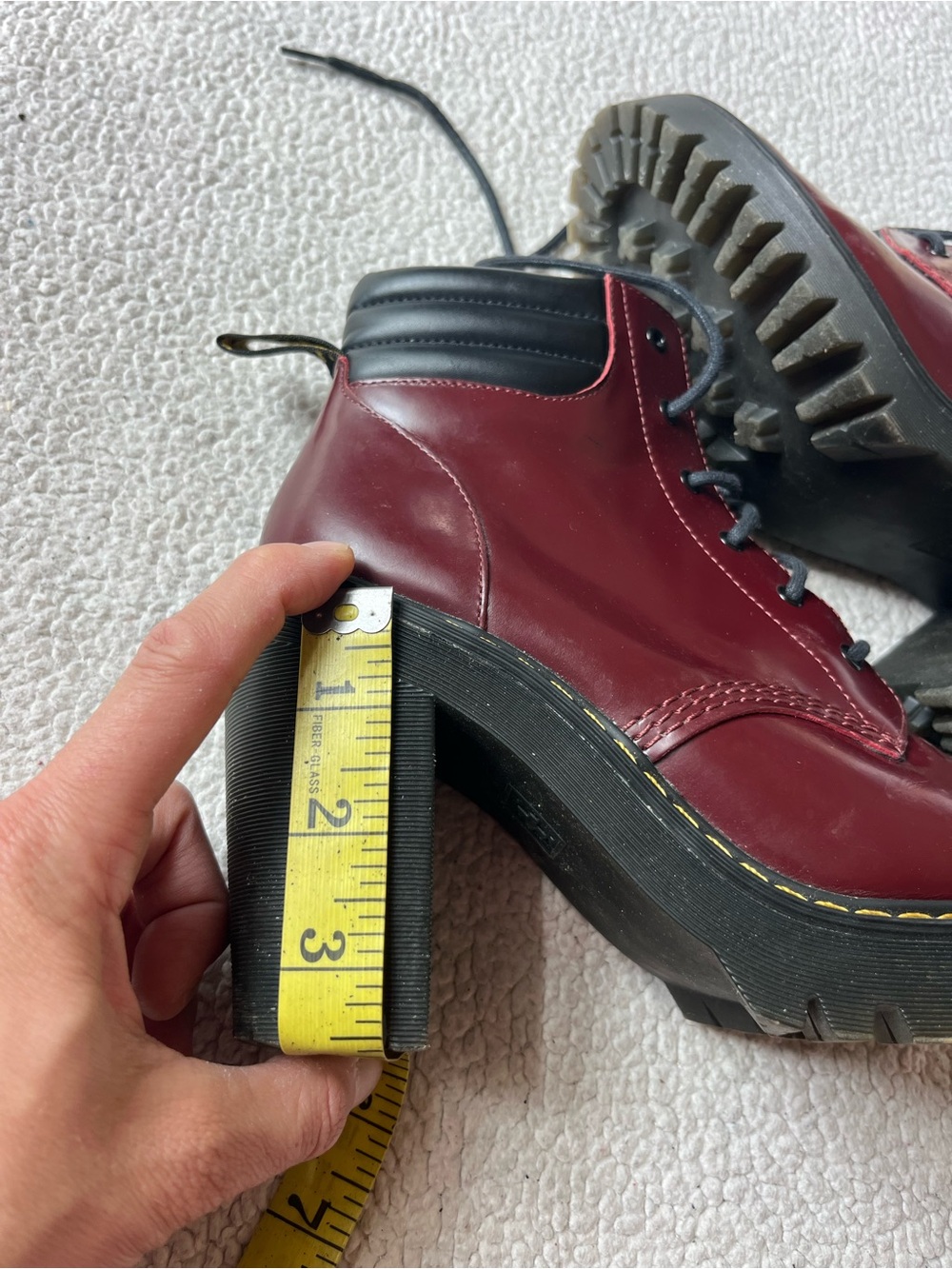 DR. MARTENS PERSEPHONE BURGUNDY PLATFORM HEELED LEATHER BOOTS WOMENS 7 - Picture 7 of 7